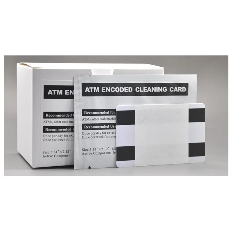 ATM Slot Cleaner Alcohol Free Pre-saturated Solution Flocked PVC Magnetic Cleaning Card with Encoder