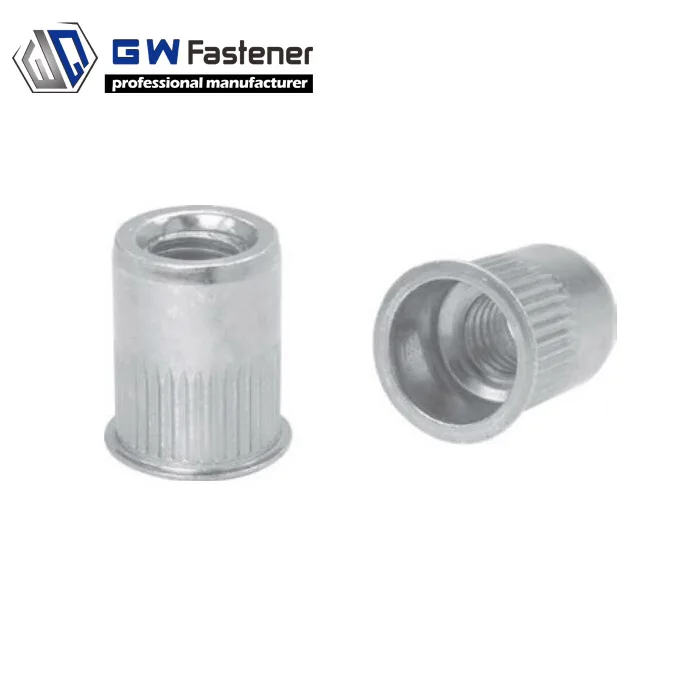 Стальные плоские головки накатанные корпус тонкие стены ребристые большие фланцевые заклепки гайки