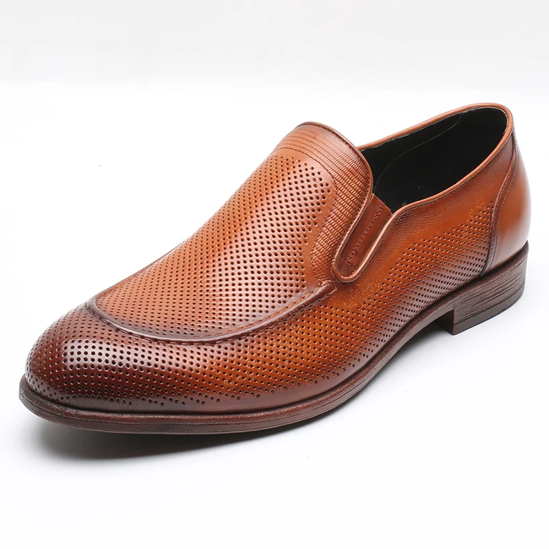 Men loafer shoes leather casual genuine weaved shoes ayaqqabi