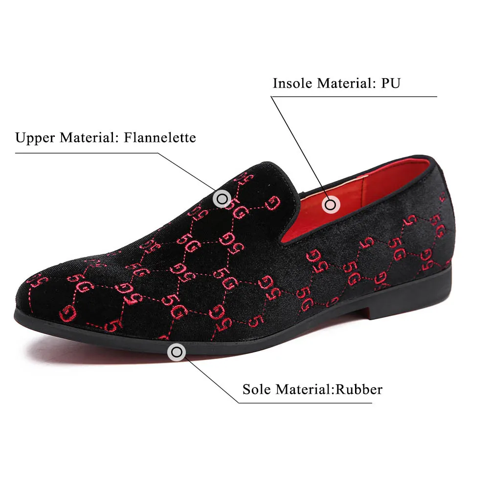 37-48 Big Size Men Women Embroidery Smoking Slippers Pointed Toe Causal Loafers Shoes Wedding Dress Shoe A5882