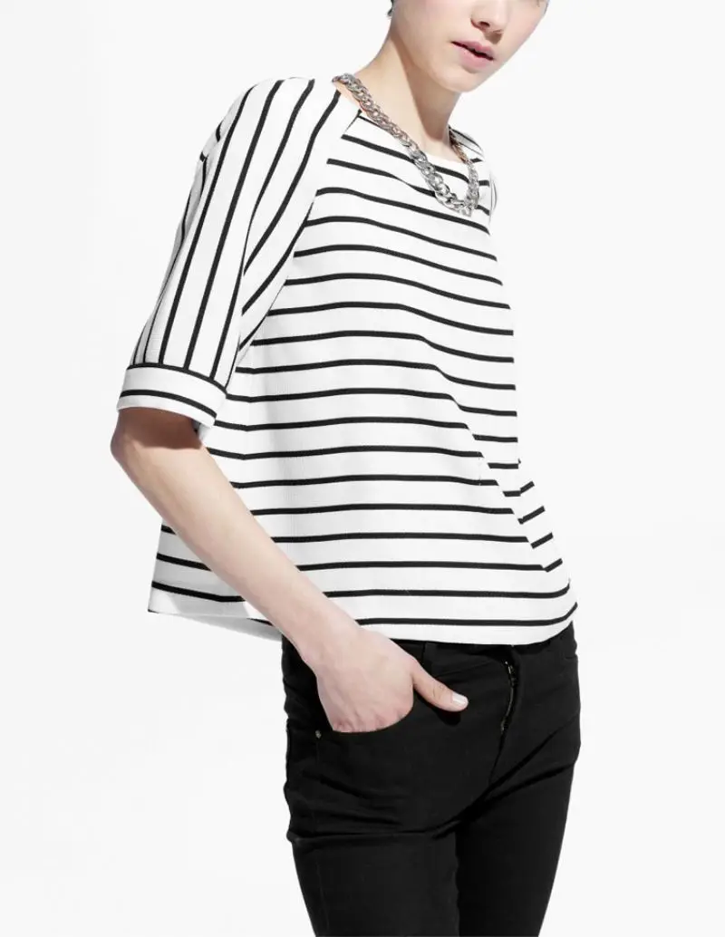 
Stripe textured boxy alibaba wholesale clothing 160 gram white cotton tshirts 