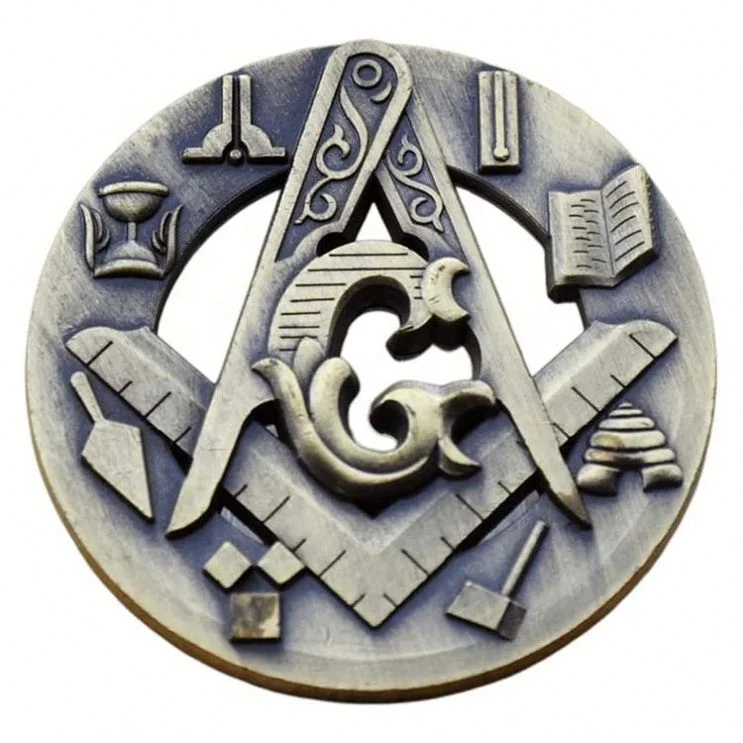 Manufacture Custom Make 3D Souvenir Challenge freemason masonic symbols Award Medal Metal Coins
