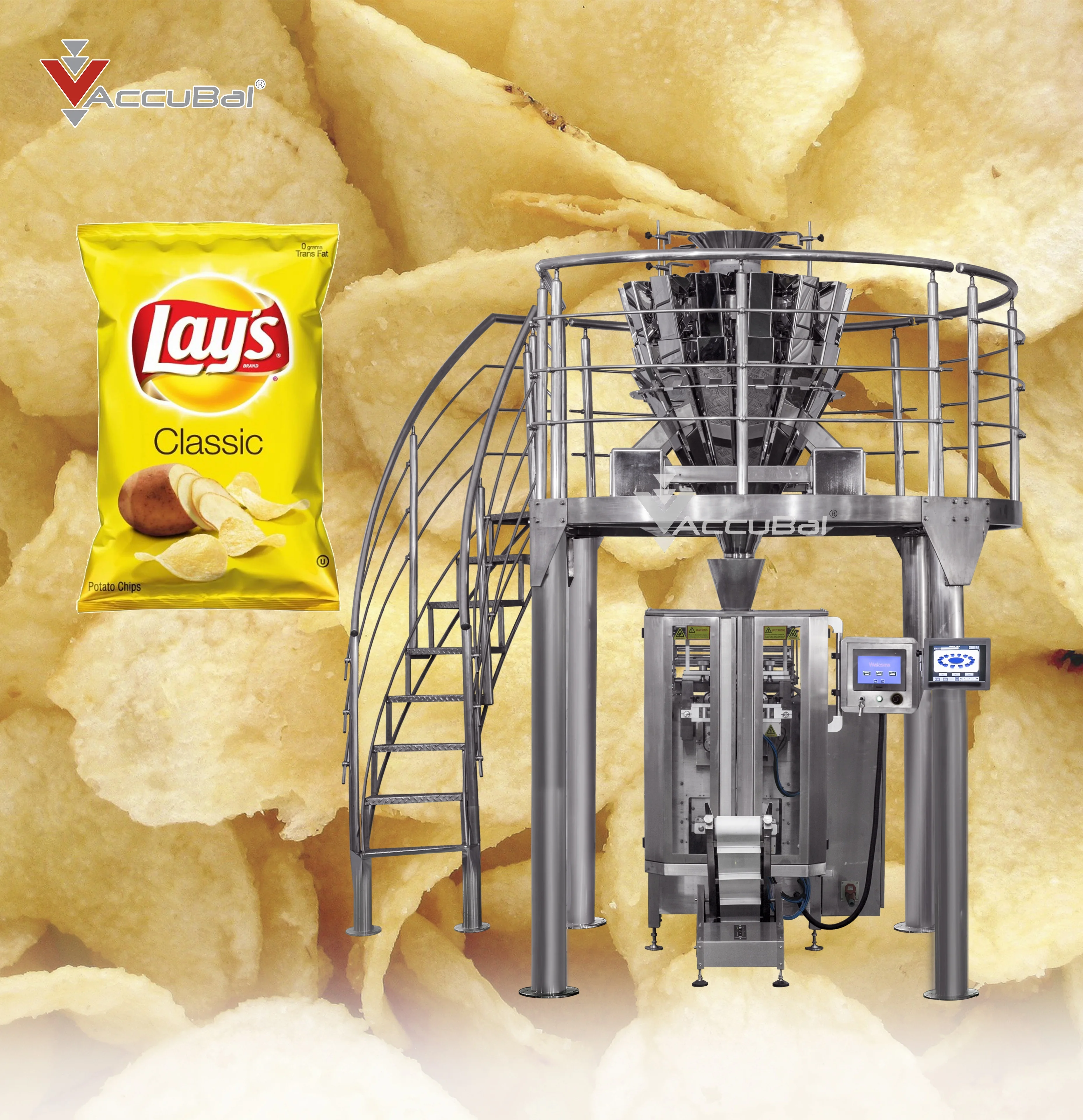 
High Speed Automatic French Fries Candy Chips Crisps Packing Machine For Potato Chips 