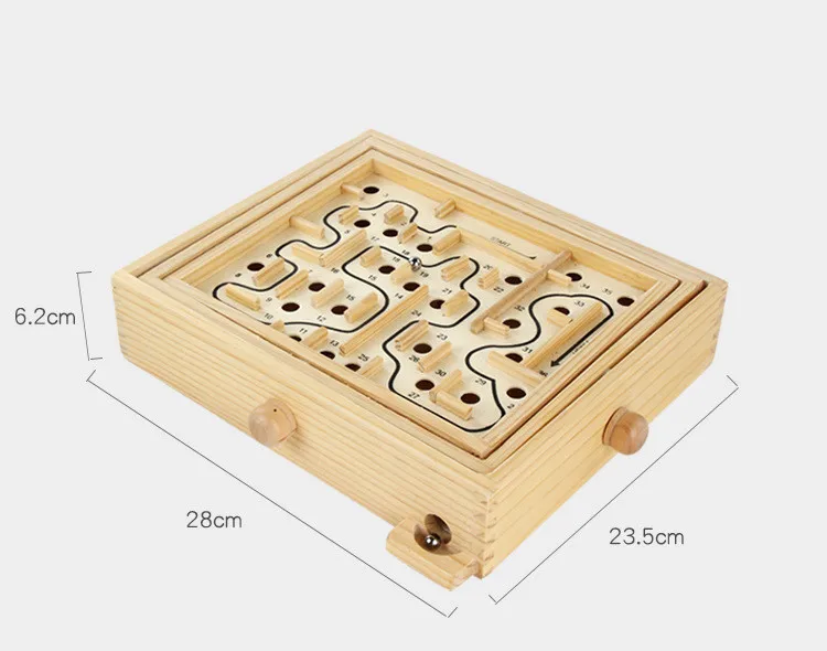 Hot Kids Wooden Toy 3D Puzzle Ball Maze Wood Case Box Fun Brain Hand Challenge Balance Games Educational Toys for Children Adult