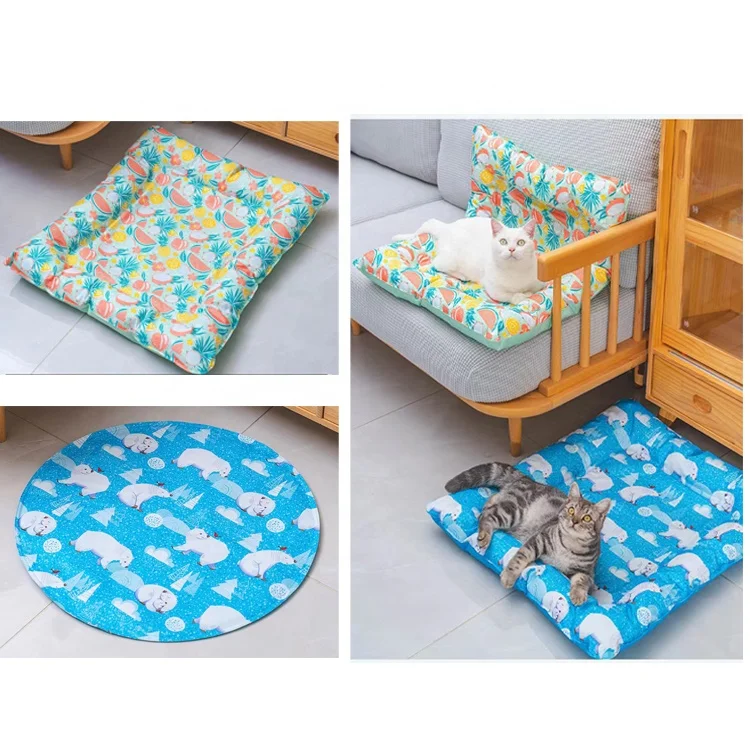 Custom Waterproof Self Cooling Ice Gel Pad Sleep Durable Roll Up Foldable Travel Portable Summer PVC Pet Dog Cat Cooling Mat Bed