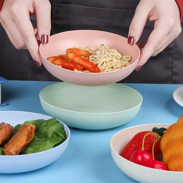 Wheat Straw Deepening Dish Fruit Snack Noodles Food Plastic Dish 14.5cm dessert wheat straw plate set