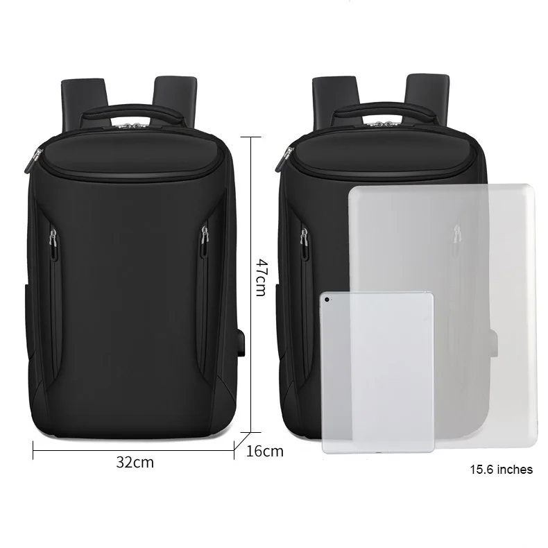 Durable Black Business Travel Backpack Water Resistant Computer Laptop Backpack For Men Women Hiking Pack