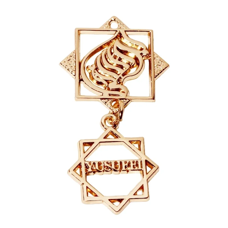 Luxury garment accessory gold logos making scarf brand name alloy tags label with hang chains