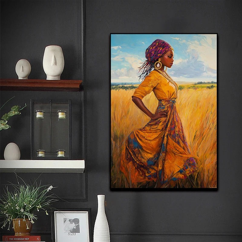 African Portrait Colorful Graffiti Painting Home Decor Wall Pictures Abstract Afro Woman Oil Paintings Wall Decor