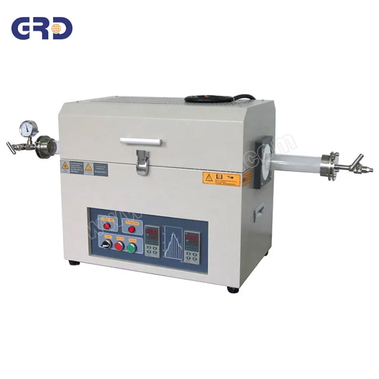 Electric 1200 degree split quartz tube furnace with vacuum flange sealing for sintering