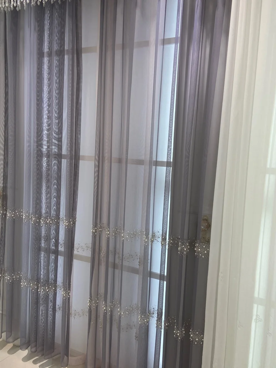 Sunny Textile Pearl Gauze Curtain For Bedroom Curtains For The Living Room Luxury Embroidery Sheer Curtains