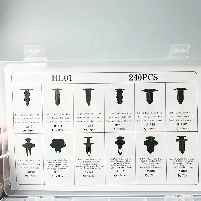 Hot selling Bumper Retainer Clips Car Plastic Rivets Fasteners Push Retainer Kit Most Popular Sizes Auto body clips Set