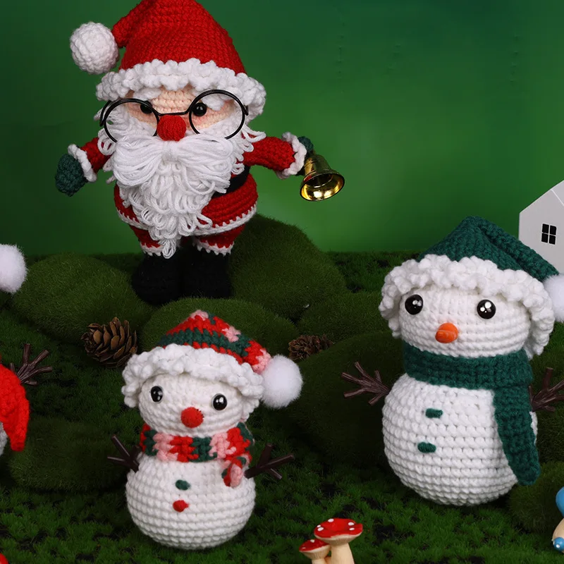 Cute Santa Calus Snowman Diy Yarn Plush Easy Beginner Christmas Crochet Kit for Kids Adults