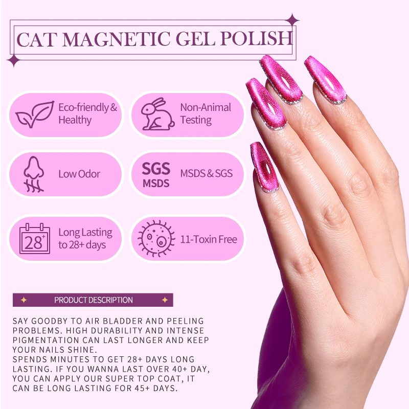 BORN PRETTY PRO OEM Red Gem Crystal Cat Eye Gel Polish Set Collection 12 Colors Resin Odorless Uv Led Cateye Nail Gel with Logo