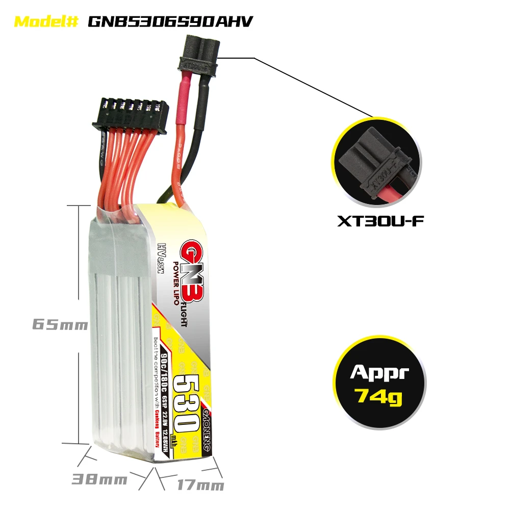 GAONENG GNB 530mah HV 6S 90C 180C 22 8 V Длинный тип FPV Дрон LiPo батарея XT30 для дрона RC Helis запчасти