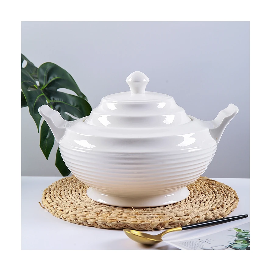 
Custom White Chinese Porcelain Soup Bowl Porcelain Soup Tureen 