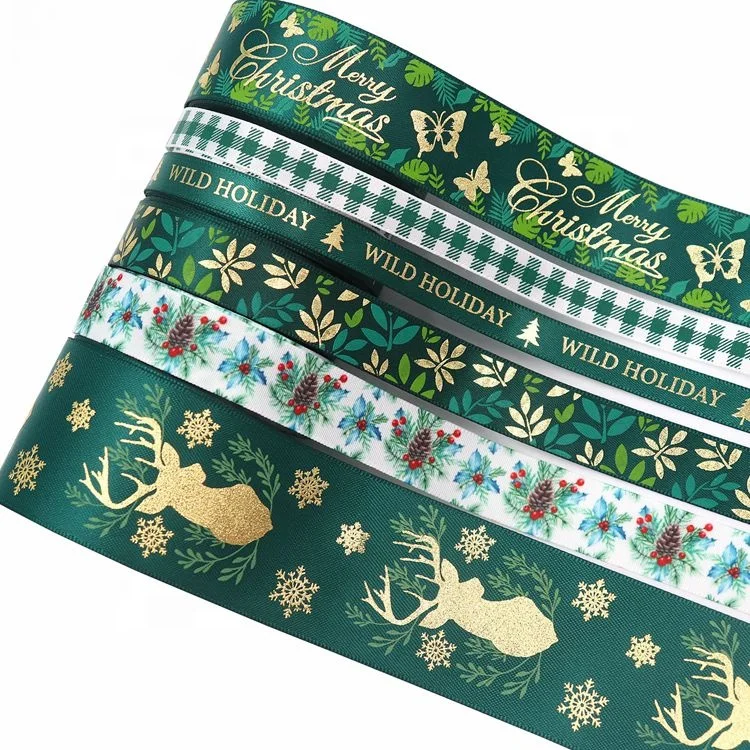butterfly woven edge ribbon natural world holiday merry christmas printed satin ribbon set decoration