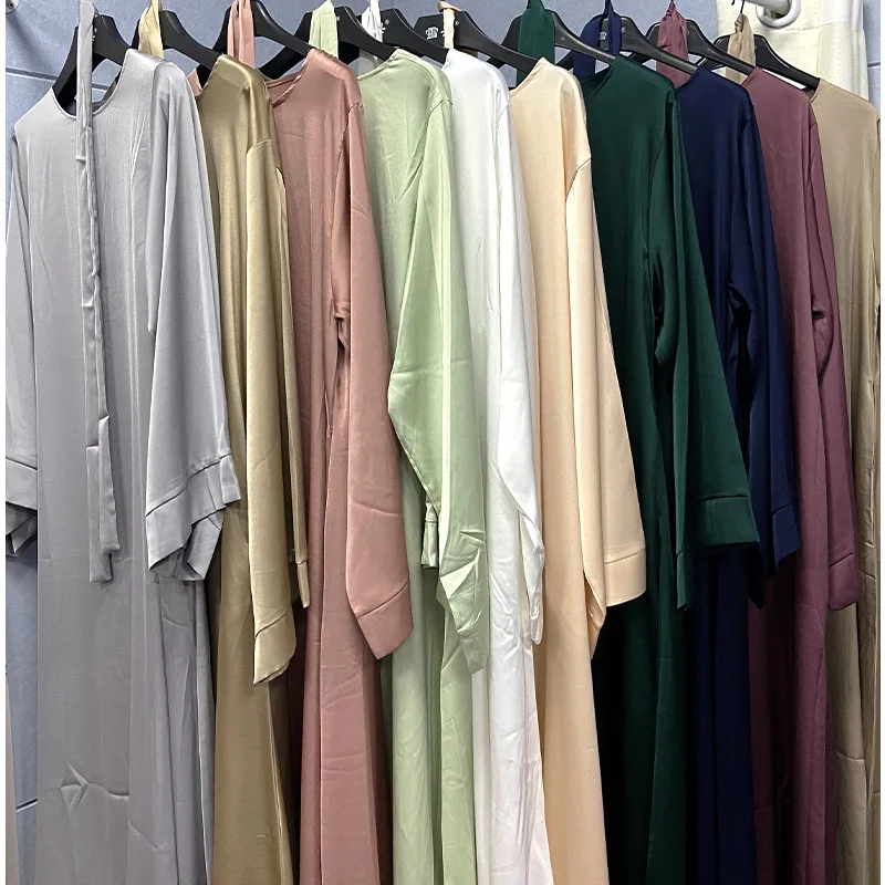 factory OEM Muslim dress silk Custom Abaya Dubai Qatar Abayas Designs Custom Muslim silk abaya custom design