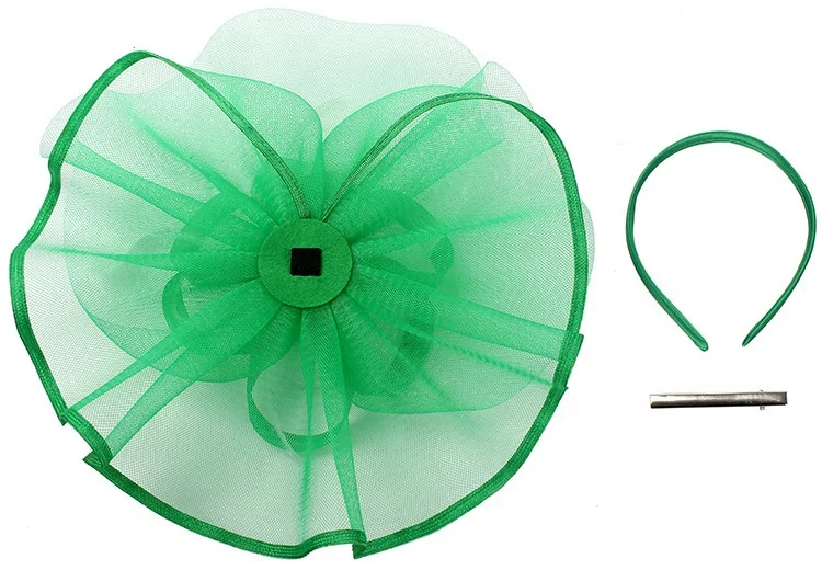 Fashion Green Big Base Flower Fascinators Headband Aliceband Hat Weddings Ladies Festival Headband