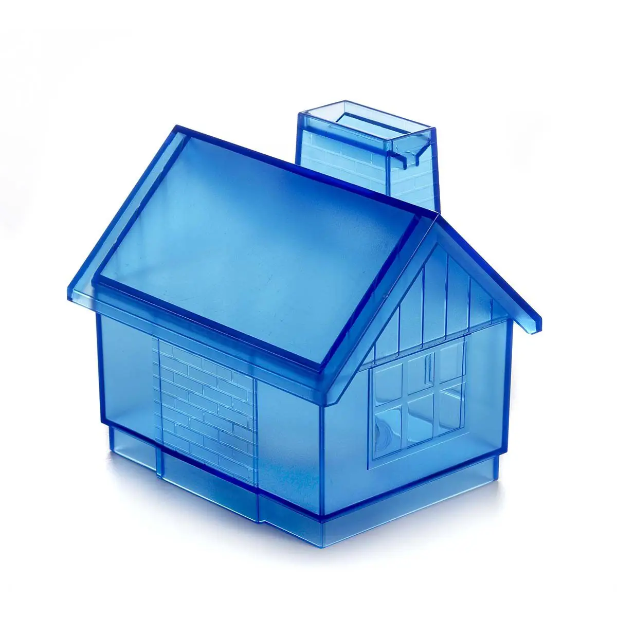 Transparent Plastic Blue House Piggy Bank PS  Plastic Coin Bank For Children