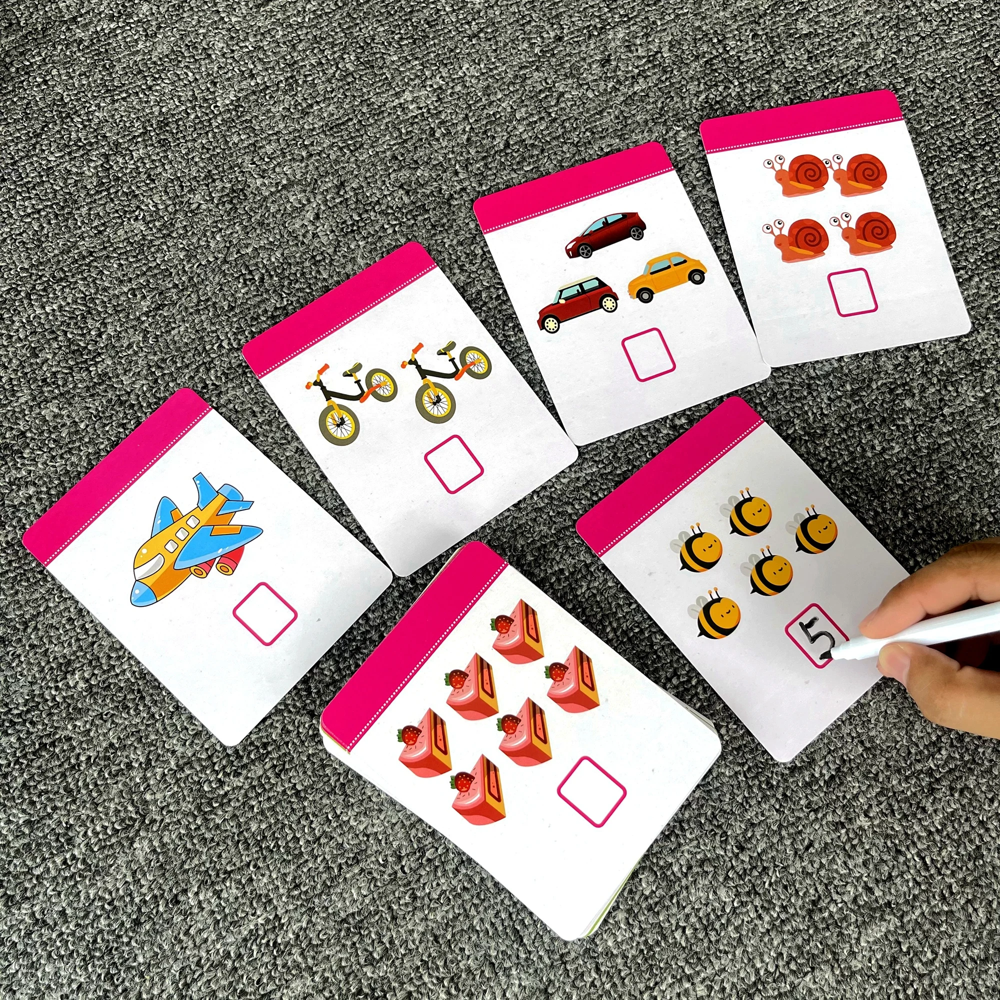 wholesale high quality custom children addition subtraction math learning flash cards with erasable pen