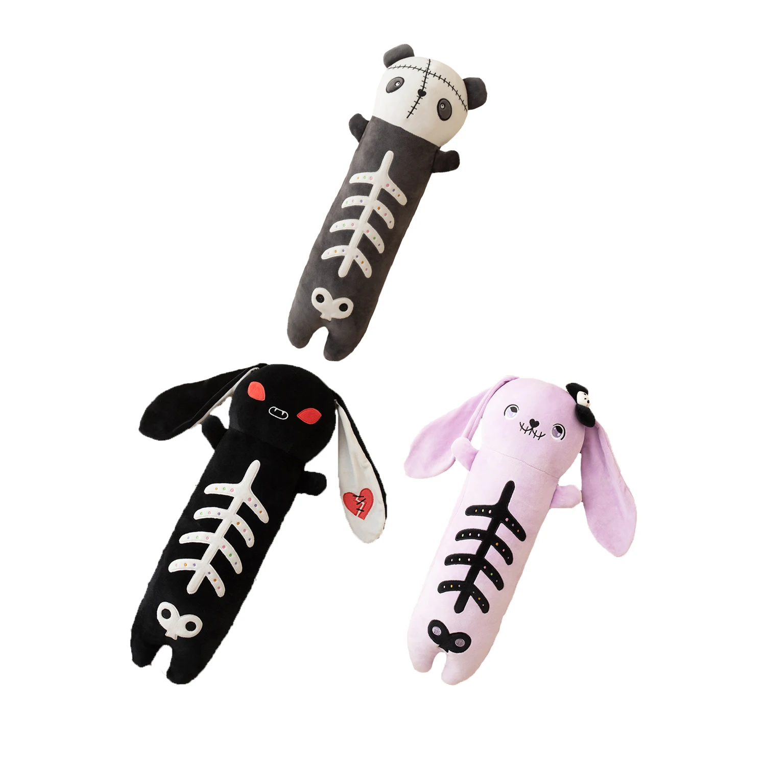 Skeleton Stuffed Animal Panda Horror Plush Pillow Rabbit Dolls Super Soft Stretchy Plushy Toy Decors Halloween Party Decoration