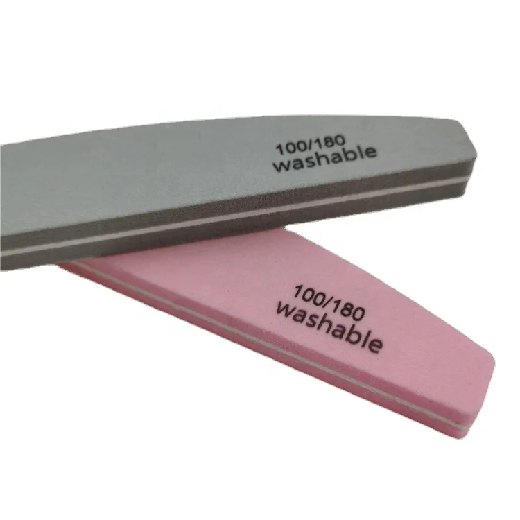 pink Nail File 100/180 Washable Good Quality Meniscus Style nail sponge