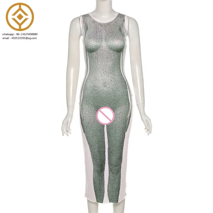 H1D03436  Summer Skinny Fashion Naked Print Club Dresses 2024 Casual Dresses  Women