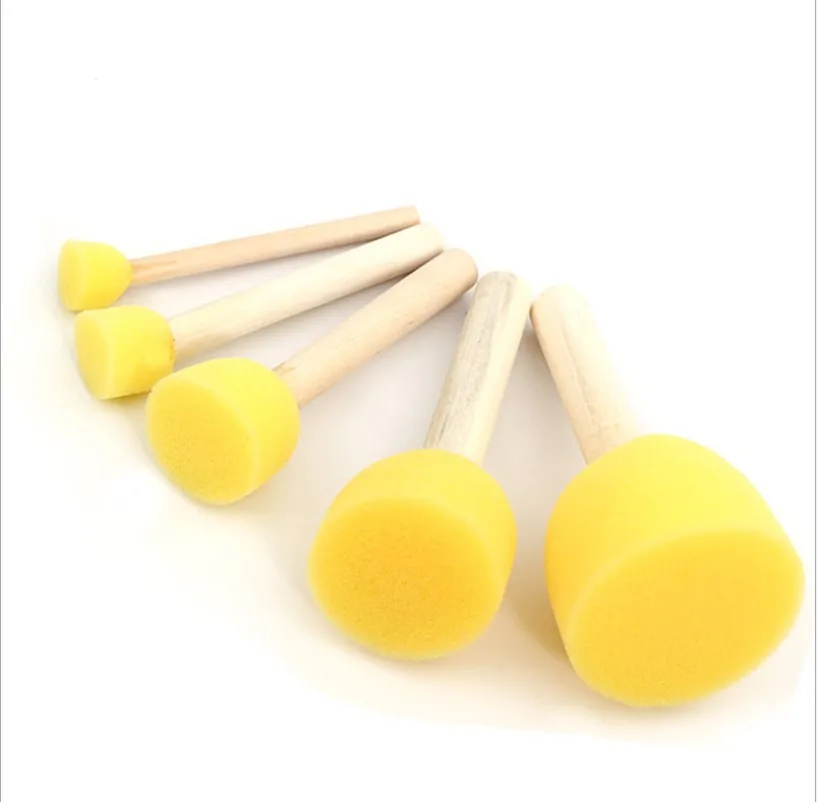 Xinyi Art 5pcs Assorted Round Paint Foam Sponge Brush Set for Kids Arts and Crafts Stencils Painting Tools