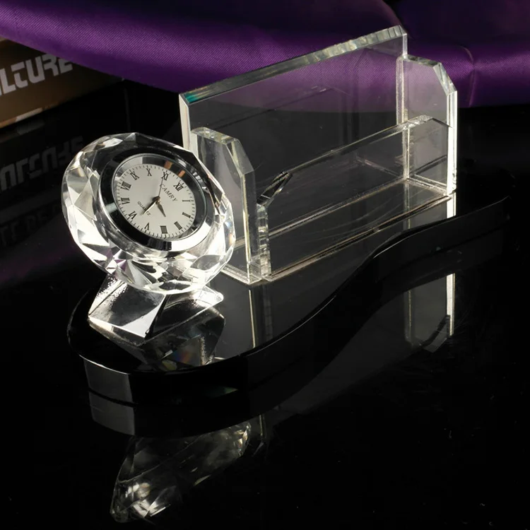 MH-BZ0077 table Crystal Clock with name place card holder crystal clock gifts