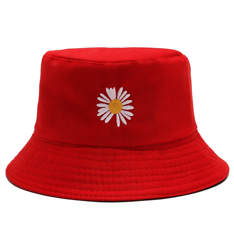 Custom Spring Women Bucket Fishing Plain Hats Sunscreen Sun Cap Little Daisies Double-sided Wear Lady Fisherman
