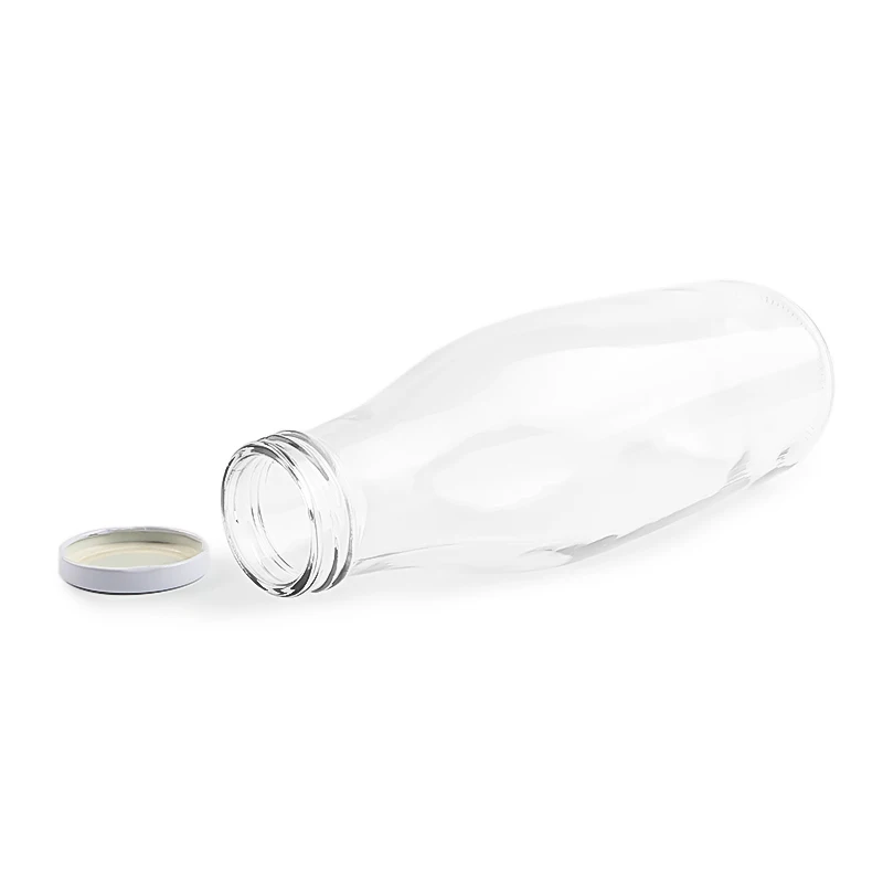 Food Grade 1 Liter Glass Milk Bottles 1000ml With sealed Metal Lid