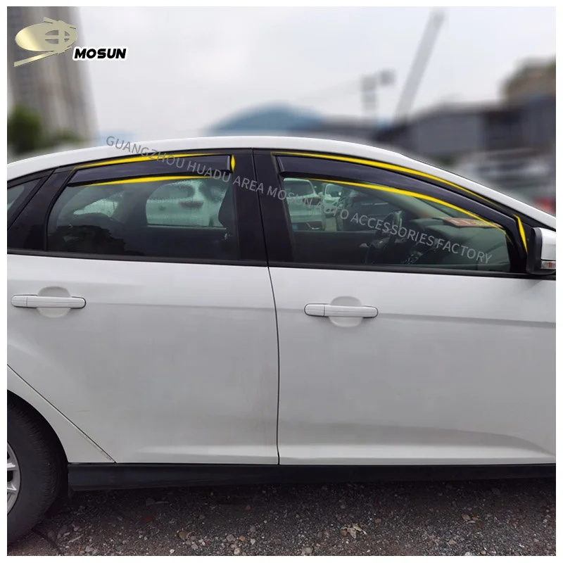 Injection In-channel Window Visor For FORD FOCUS MK3 2010-2018 Vent Visor weather shield Deflector wind breaker Rain Guard