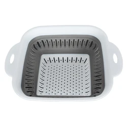 Popular Collapsible Food Strainer Foldable Kitchen Space Saving Portable Basket Plastic Square Strainer
