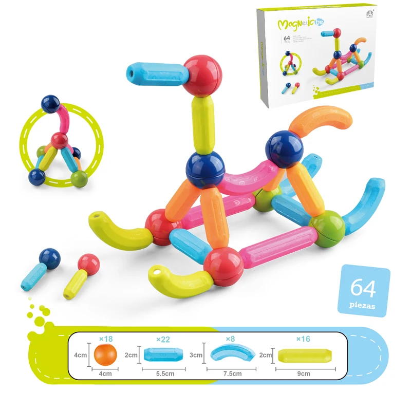 DIY 3D Kids Creative Educational Toy Assembly Building Game Magnet Stick Toys Magnet Rods Magnetic Building Blocks For Kids