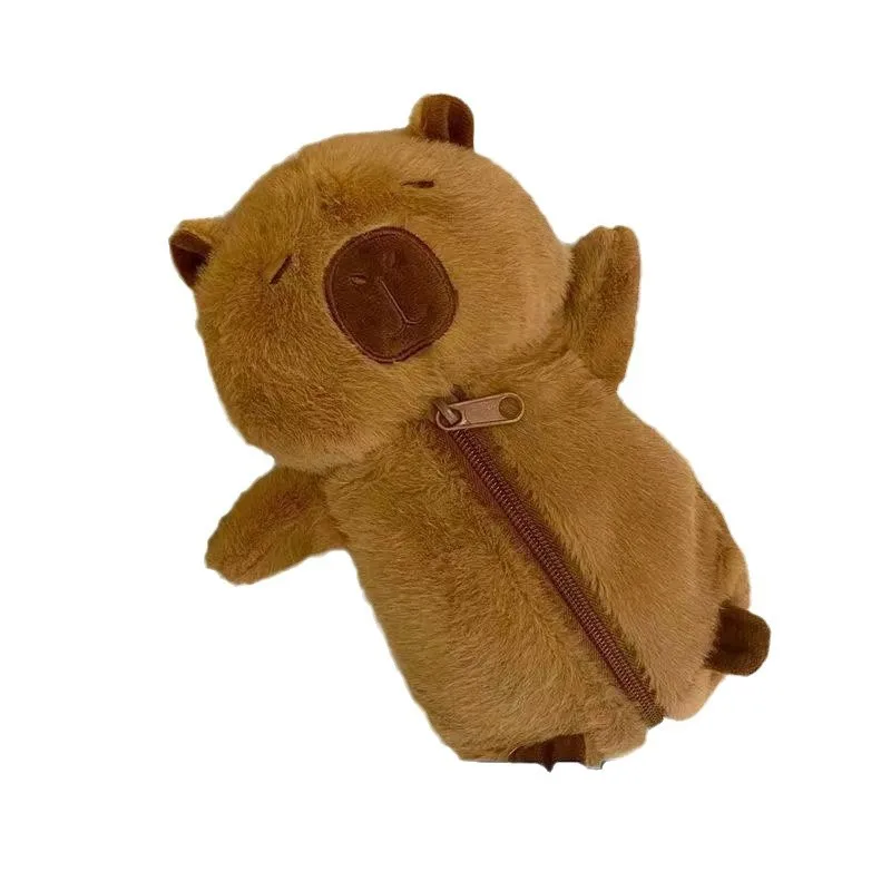 Linda Wholesale Capybara Pencil Case Cute 3D Pencil Case Cartoon Stuffed Animal Girls Gift Plush Pencil Pouch Bag
