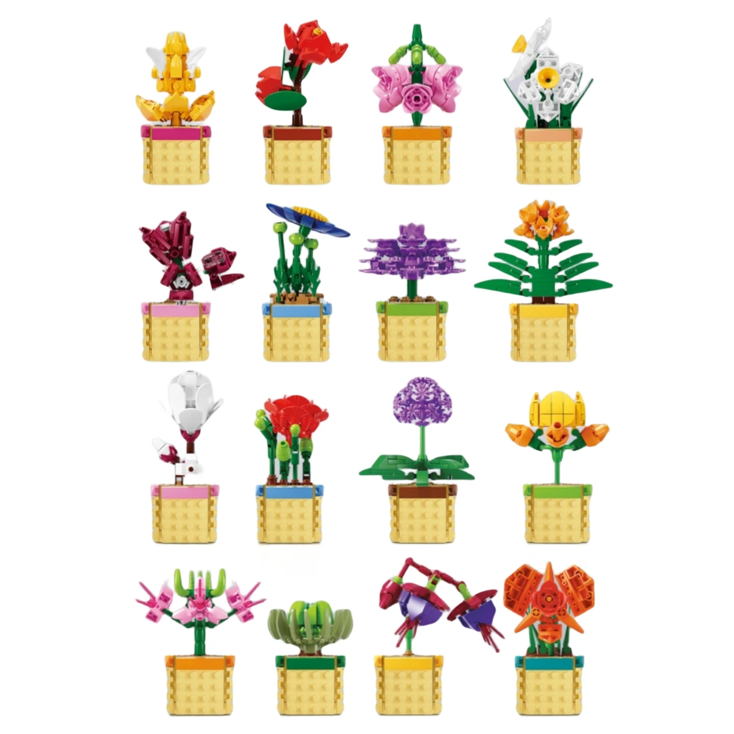 KY81123 KY81124 flower orchid azalea daffodil plant model creative Decoration Building Block Plastic Toy gift for girls kids