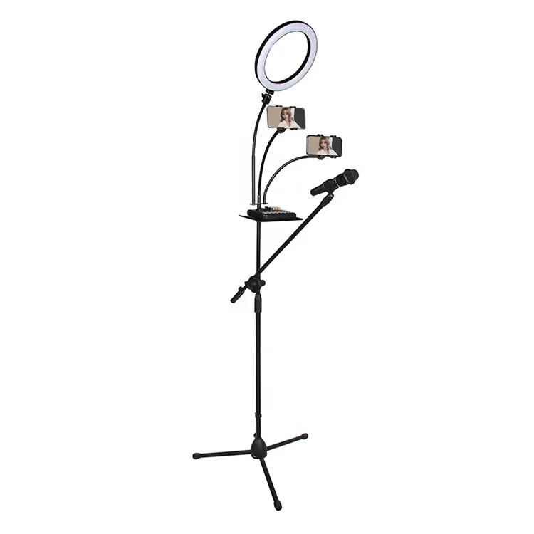 
GONSIN selfie ring light with Tripod Stand Live Stream Facial Make Up Tiktok 6inch LED ring light with cell phone holder light 