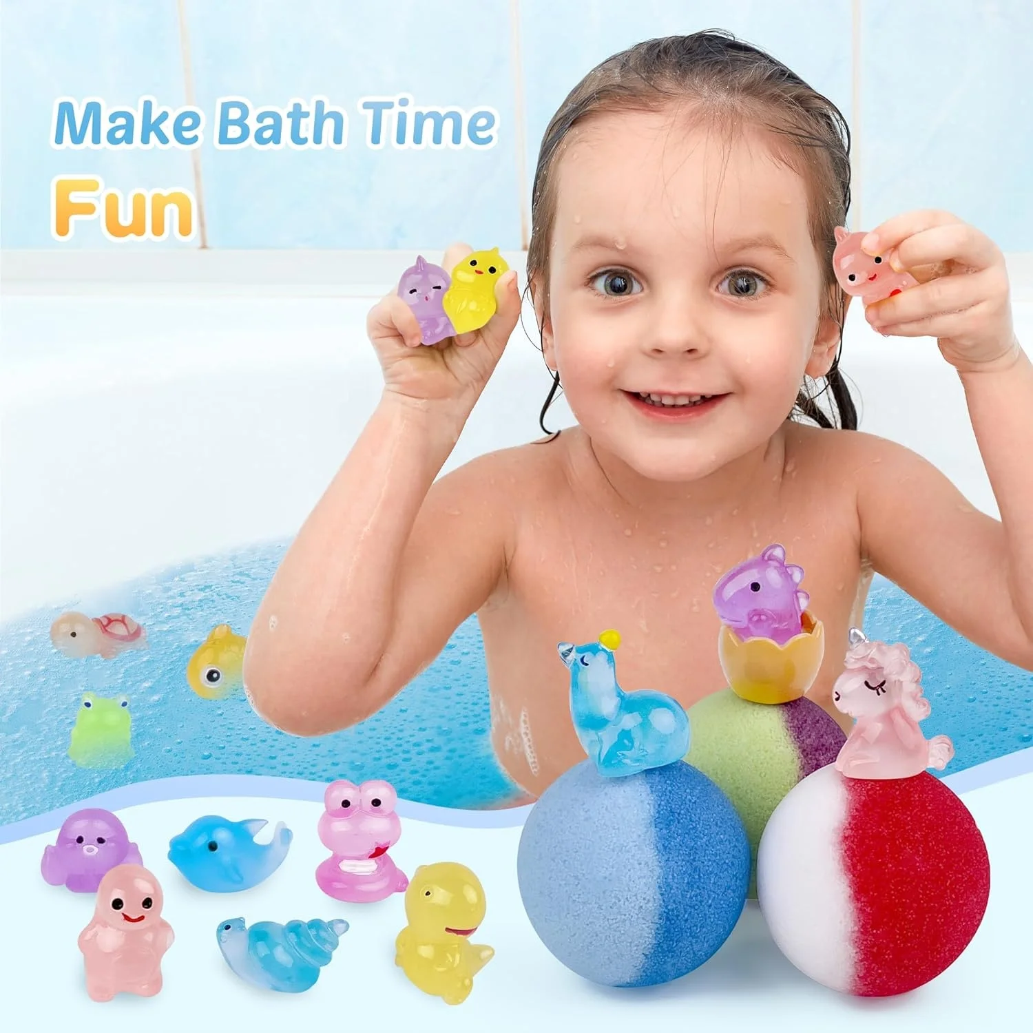 Natural and Organic Colorful Bubble Bath Fizz 24pcs Bath Bombs Glow in The Dark Surprise Inside Bath Bombs for Kids