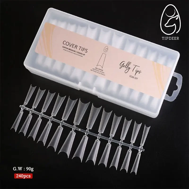 TIPDEER Acrylic Nails Fake Capsule Short Almond Coffin Square Artificial Nail Extension Soft Gel Tips