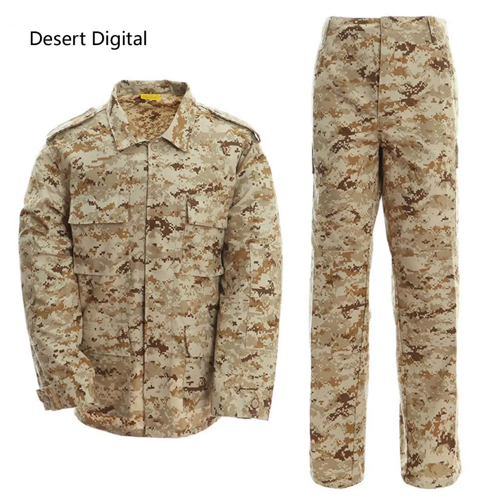 Tactical Camouflage Uniform Sets Bdu Rip Stop Khaki Woodland Jacket Shirts Cargo Pants Multicam BDU Suit