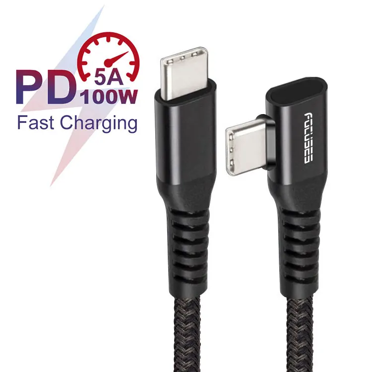 Высококачественный игровой зарядный кабель L-образной формы 3 А 60 Вт 100 передачи данных 1 м 2 нейлоновый Плетеный USB-кабель Type-C