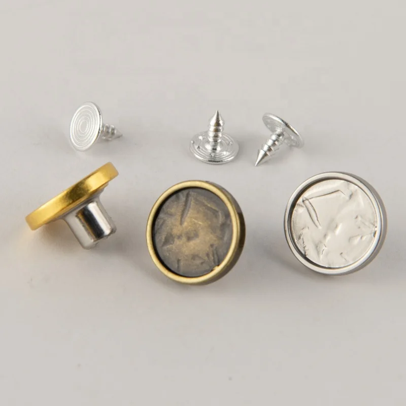 Quality 17mm Anti Brass Color Zinc Alloy Metallic Jean Shank Button For Denim