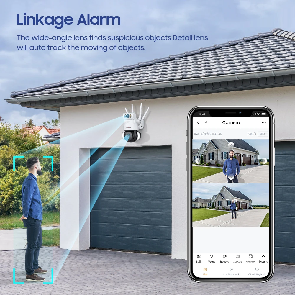 SECTEC 4MP Wifi Camera Wireless Wired Network IP 65 Outdoor Use Waterproof IR Cut White Color Night Vision Camera