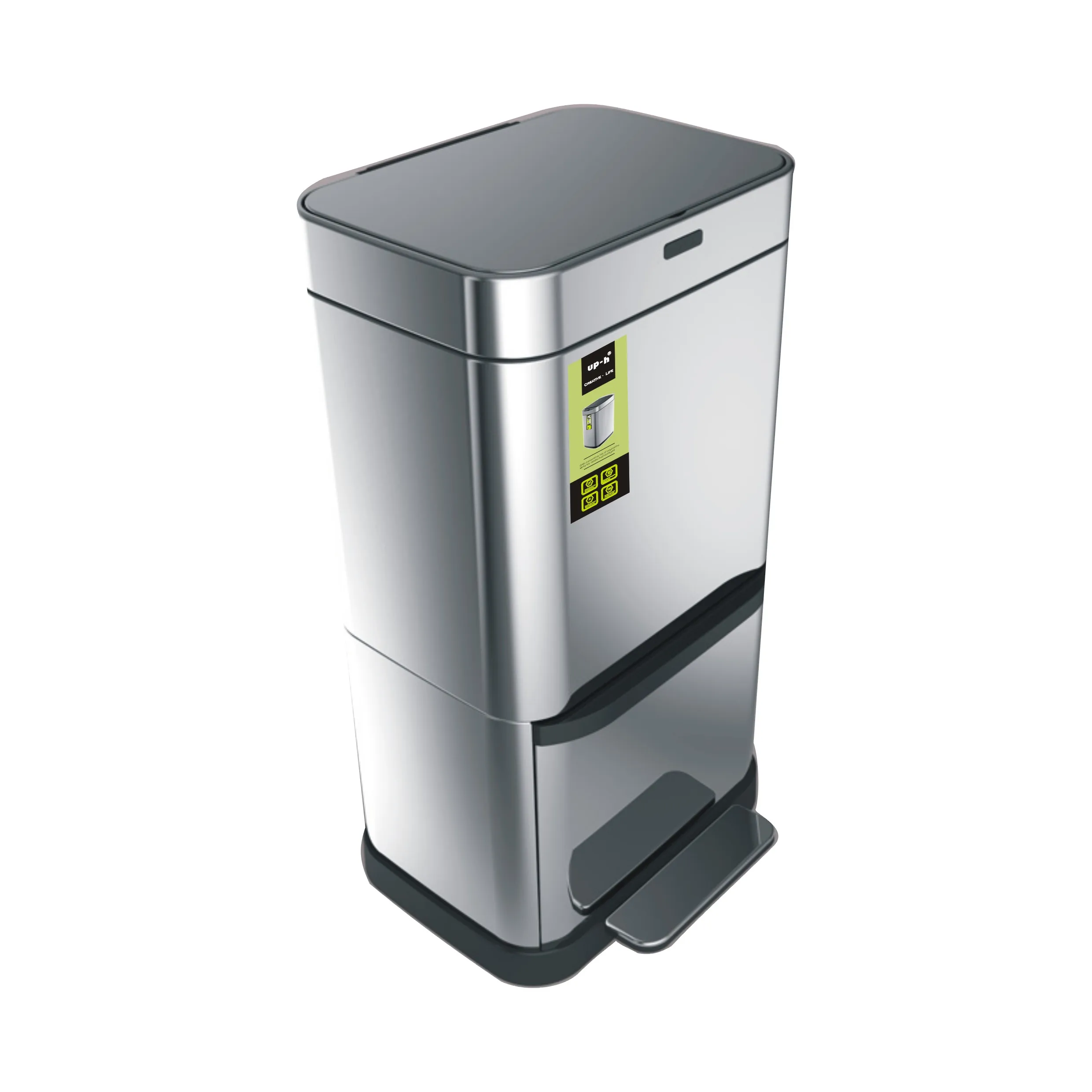 Automatic Sensor Touchless Trash Bin Sensor Kitchen 70llarge Paper Box + Foam + Plastic Bag Trash Can Capacity Stainless Steel