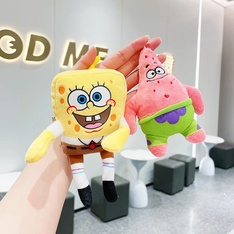 Lovely Cartoon Sponge Patrick Soft Plush Toys Keychain 3D Doll Monster Mike Stitch Key Chain Knapsack Keychains Custom Plushies