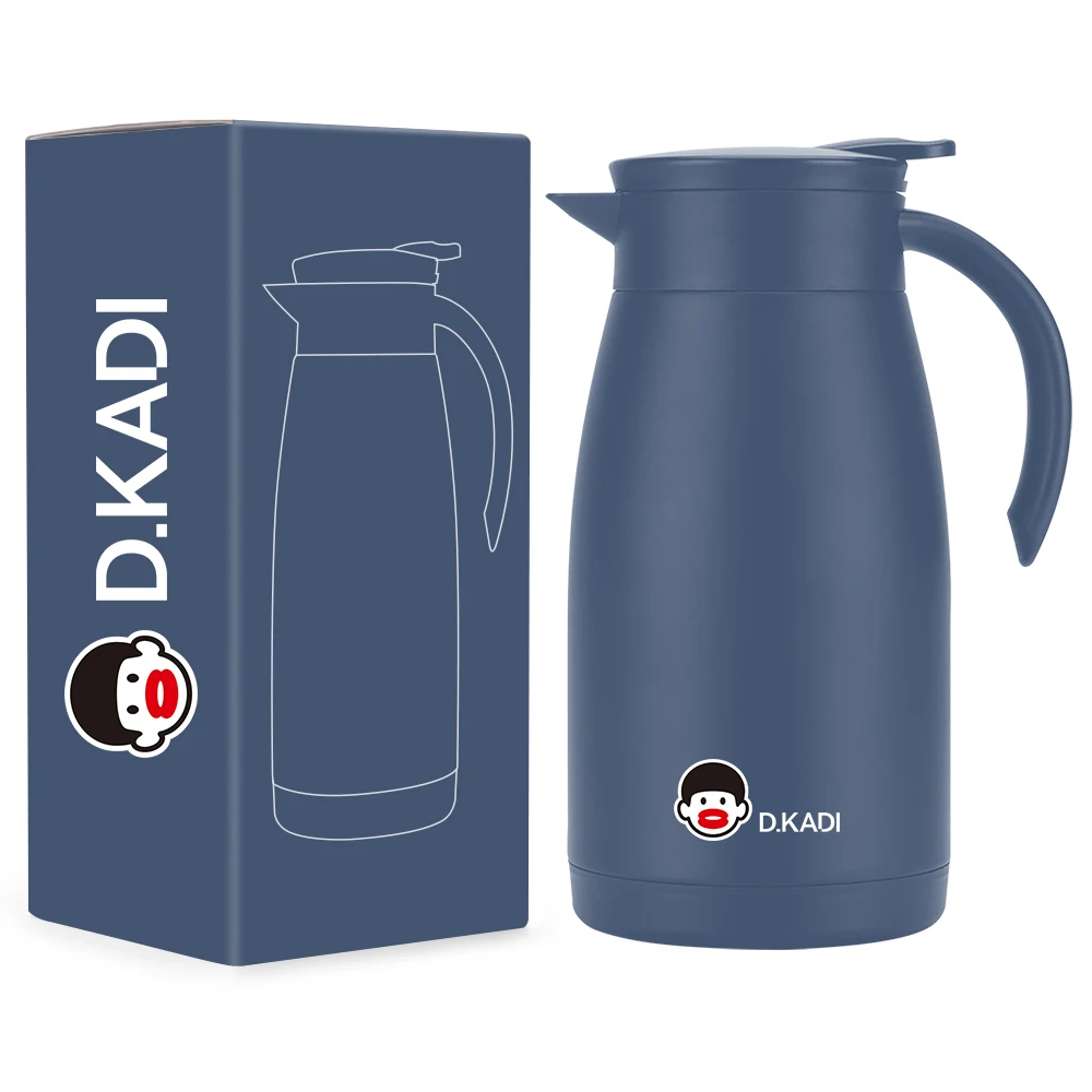 304 Stainless Steel Double-Walled Thermal Coffee Carafe Kettle with Lid for Hot Cold Beverages & Tea Dark Coffee Vacuum Bottle