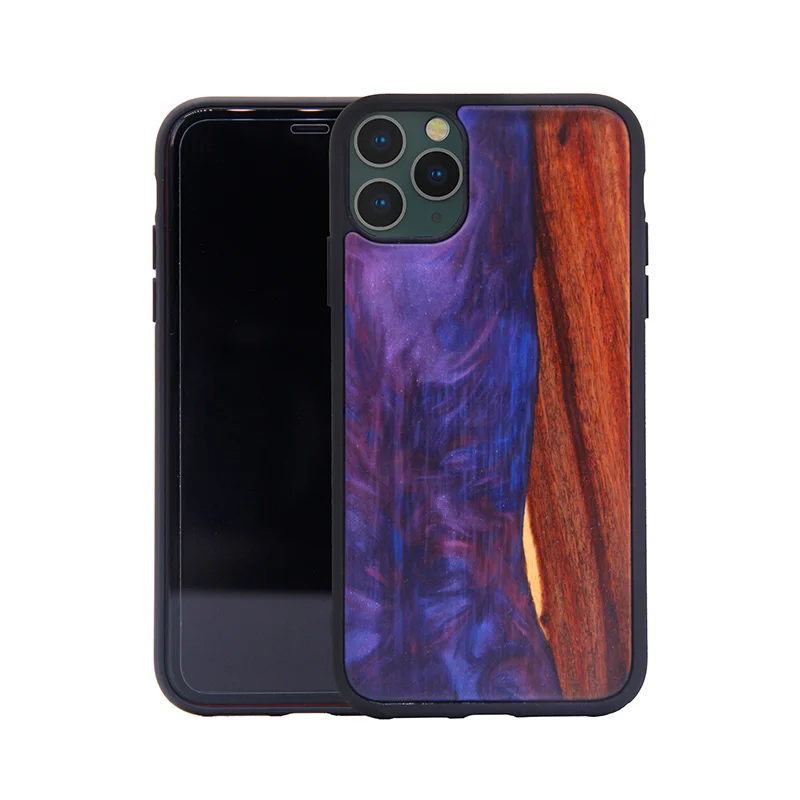 Sublimation 2 in 1 Unique New Arrival Eco-Friendly Wood and Resin Phone Case for Iphone 11 Pro Max