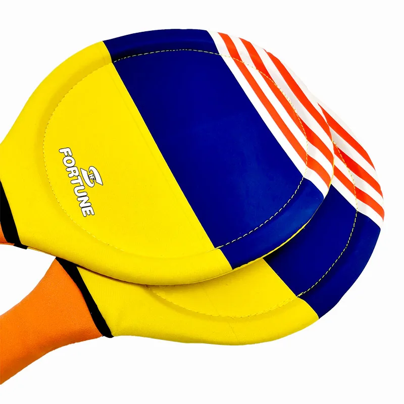 Yellow neoprene waterproof beach paddle with ball set water toy New Model Customized Neoprene Beach Paddle
