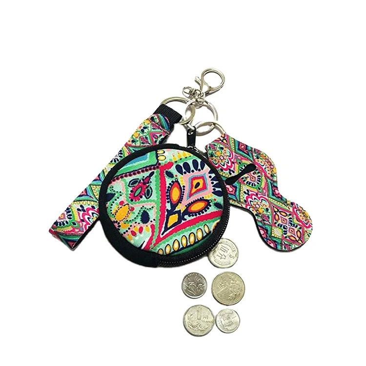 Custom Neoprene Waterproof Insulated Keychain Traveling Coin Purse Pouch Mini Bag Neoprene Coin Purse Bag For Women Girls